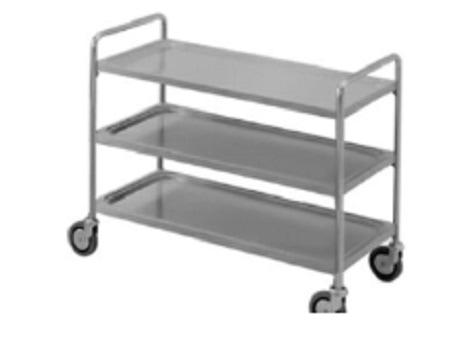 Servicevogn med 3 hylder og håndtag - rustfrit stål 1200mm