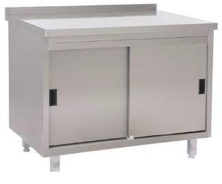 Tyskproduceret rustfrit arbejdsbord med skydelåger 700mm