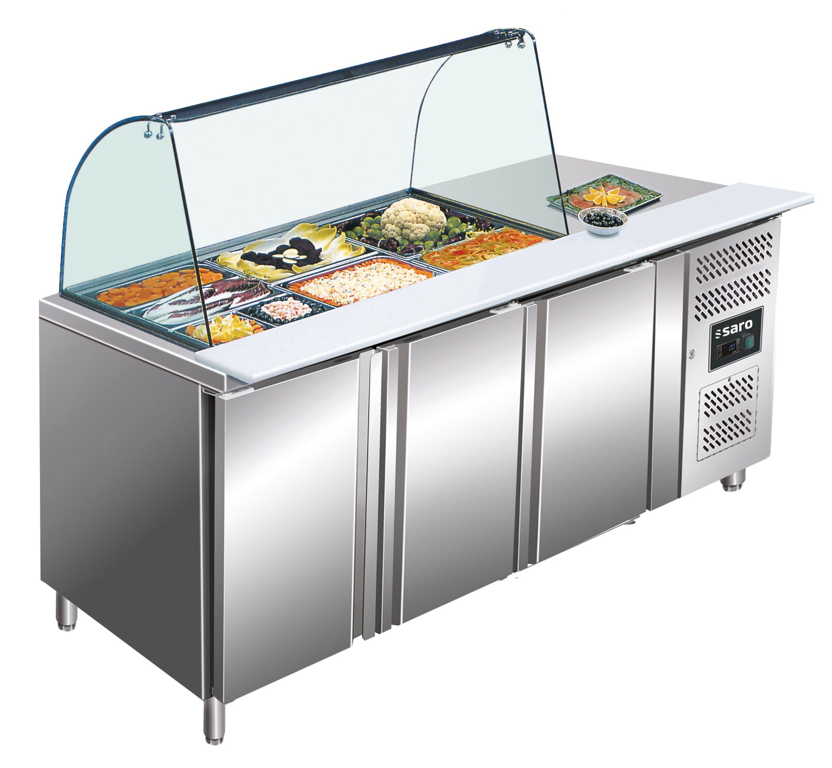 Kølebord Med 3 Låger   Glasplade Model Gn 3100 Tns fra Saro