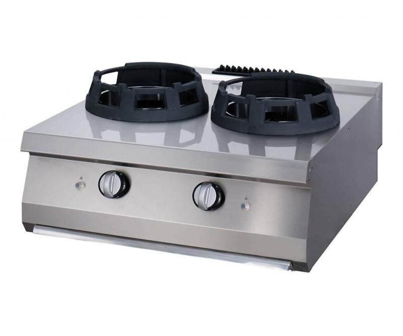 Heavy Duty Wok Komfur   2 X 28,5 Cm Kogeplader   Dobbelt Enhed   70 Cm Dyb   Gas fra Maxima