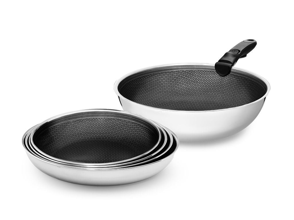 Frying Pan With Detachable Handle 5 Pc Set fra Onyx Cookware - Frying Pan Sets
