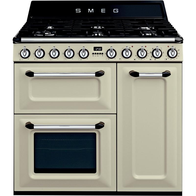 90cm Victoria Gaskomfur M. 3 Ovne, Creme fra Smeg