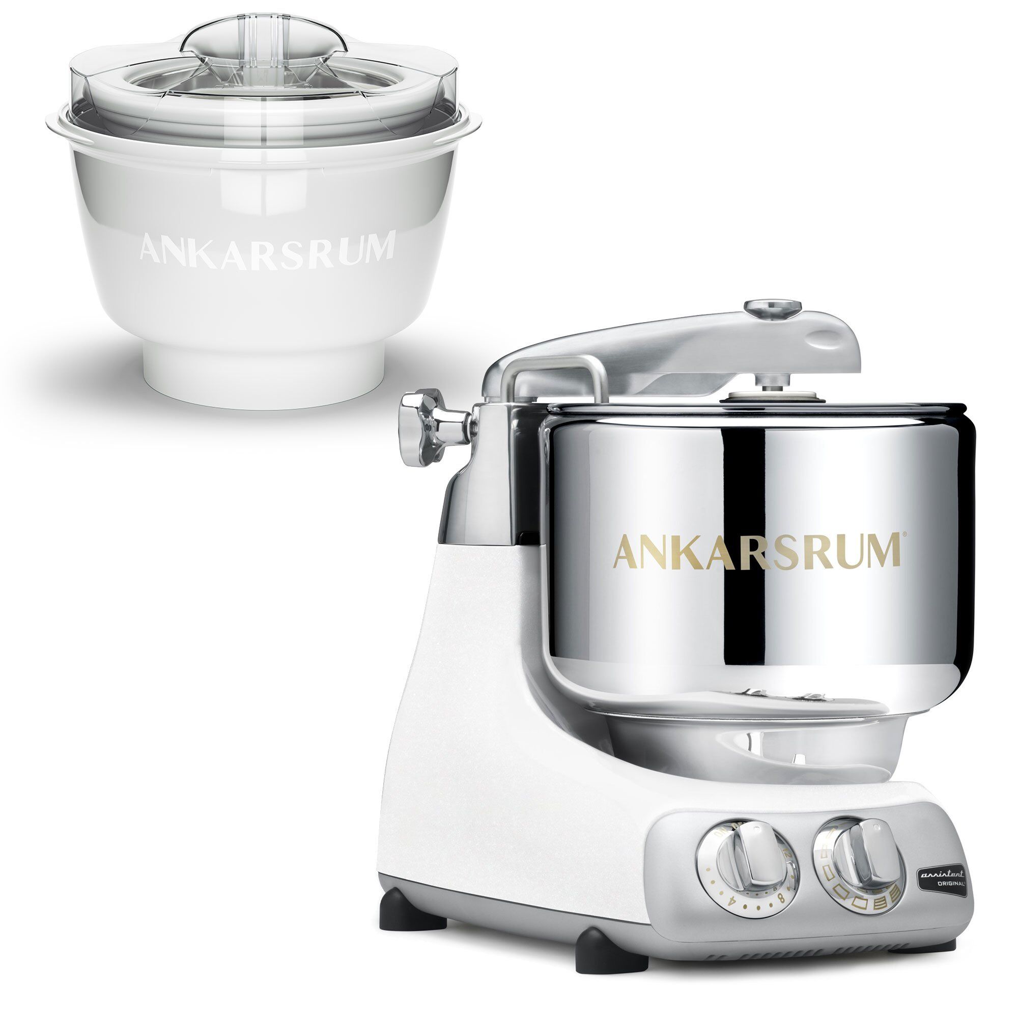Akm 6230 Røremaskine Med Ismaskine, Glossy White fra Ankarsrum