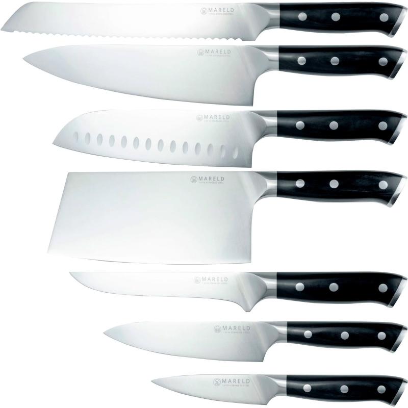 Knivsæt, 7 Knive, Sort fra Mareld