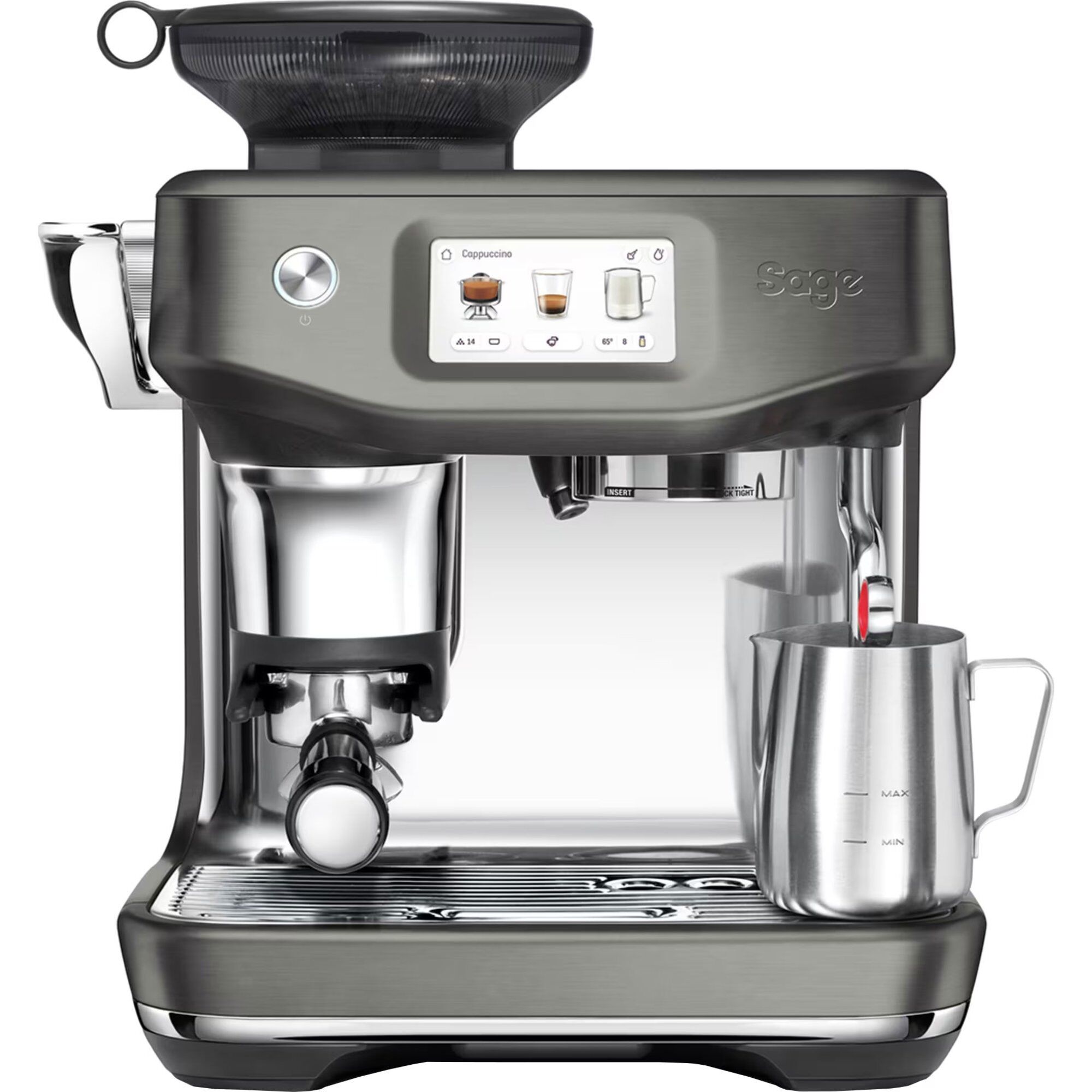 Barista Touchâ¢ Impress Ses881 Espressomaskine, Black Steel fra Sage