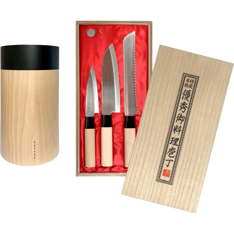 Houcho Knivsæt Med Knivblok, 4 Dele fra Satake