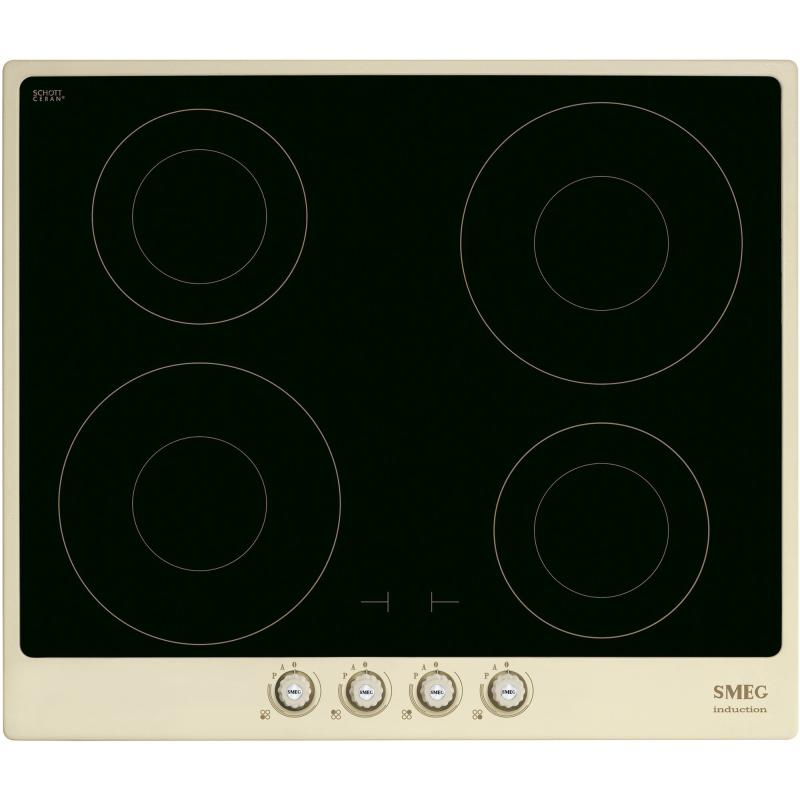 60cm Cortina Induktionskogeplade M. Ramme, Creme fra Smeg
