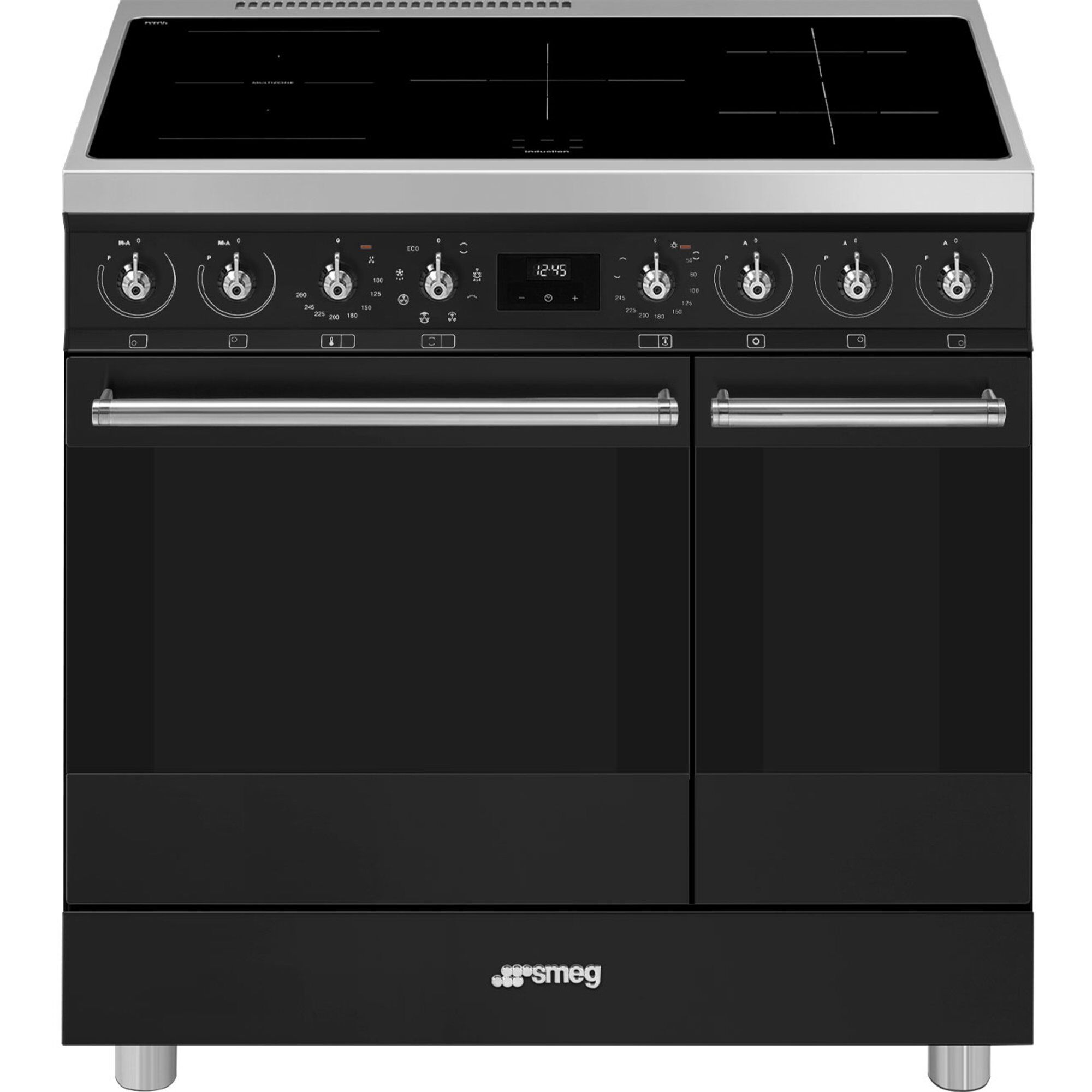 C92immb2 Classic Induktionskomfur Med 2 Ovne, 90 Cm, Mat Sort fra Smeg